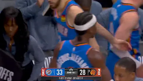 开云在线开户-雷霆首节节末打出一波18-4，领先太阳5分进入第二节